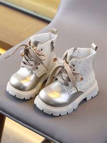 Children's Boots, Girls' Boots, New Single-Lining Non-Slip Casual Boots, Baby Boots - Gold - View 2