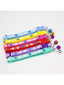 1pc Customized Pet Collar With Flower Design, Customizable Engraved ID And Contact Information. Adjustable Bell Necklace For Cats And Dogs. Fashionable Pet Supplies. Cute Decorations For Pets. - Multicolor - View 7