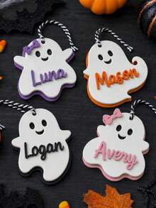 Label Nama Hantu yang Dipersonalisasi, Label Keranjang Halloween Kustom, Label Hadiah Keranjang Boo, Label Nama Bordir, Label Suvenir Pesta Halloween - Label Nama Hantu - View 3