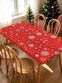 1pc Christmas Element Elastic Band With Elastic Edge, Rectangular Design, Non-Slip Elastic, Waterproof, Oil-Resistant, Scratch-Resistant, Suitable For Dining Table, Folding Table, Kitchen, Party, Picnic, Camping And Home Decor. - Multicolor - View 6