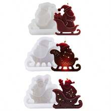 1PC Santa Claus Sleigh Aromatherapy Candle Silicone Mold, Christmas Santa On Sleigh Shape DIY Handmade Candle Plaster Ornament Mold, Holiday Craft Easy Release Silicone Mold - Santa Claus - View 8