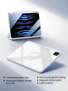 磁吸保護殼，適用於 iPad Air 8 (M4) 11"/13" 2026、10代 10.9"、Air 11 M2 2024、Air 4/5 10.9"、Pro 11"/12.9"、Mini 6、10.2"、9代/8代/7代，720°旋轉可拆卸背蓋 - 淡紫色 - 查看 4