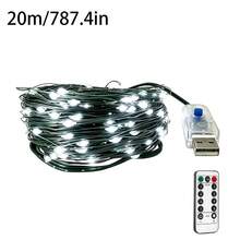 1PC Warm White USB Fairy Lights With Remote Timer Dimmable 8 Modes Green Copper Wire String Lights Christmas Tree Decor Lights For Christmas Tree Bedroom, Wedding, Holiday Indoor & Outdoor Decoration - Green Copper Wire String Lights - View 16