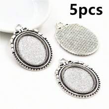 5pcs 18x25mm Inner Size Oval Alloy Pendant Cabochons Blank Base Setting Bezel Tray DIY Jewelry Making Accessories Findings - 18x25mm - View 22