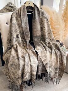 1pc Faux Cashmere Elegant Design Paisley Pattern Jacquard Warm Long Tassel Scarf For Women, Air Conditioning Room Blanket, Autumn/Winter Outdoor Travel Cold Protection Neck Warmer Decorative Scarf Shawl Dual Use, Suitable For Daily Matching, First Choice For Gift Giving - Multicolor - View 9