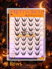 8 Rows Glue-Free Pumpkin Style Halloween Pumpkin Decor V-Shaped Self-Adhesive False Eyelashes, No Glue Needed Cos Party Theme Segmented Cluster Lashes, Lash Length 9-14mm - C - View 6