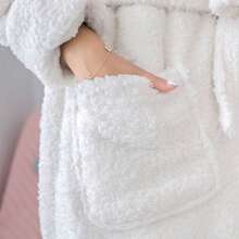 Cute Adorable Autumn Winter Coral Fleece Bathrobe Women's Sleepwear Thickened Warm Fluffy Plush Robe - Multicolor - View 4
