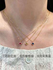 falinne 25 Pure Silver Cross Star Colorful Rhinestone Birthstone Necklace Multi-Color Zirconia Thin Choker Chain Birthday Gift For Girlfriend Best Friend Anniversary Present Layered Necklace Daily Commute Versatile Silver Jewelry - Yellow Gold - View 4