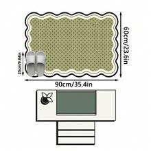 1PC Olive Green Black Dot Cross-Pattern Modern Vintage Geometric Area Rug, Minimalist Artistic Style Faux Cashmere Asymmetrical Wavy Edge Rectangular Black Border With Full-Coverage Cross-Dot Details, Machine Washable, Suitable For Living Room, Bedroom, Balcony, All-Season Home Decor - Multicolor - View 10