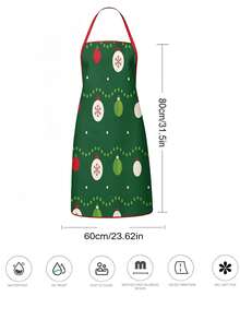 2Pcs Christmas Couple Apron Set, Xmas Gift Box Bauble Snowflake Printed Adjustable Bib Apron, Holiday Kitchen Cooking Baking Apron For Family Party Christmas Gift - Multicolor - View 3