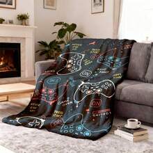 2026 New Comfortable Gaming Controller Flannel Blanket, Soft And Warm, Suitable For Sofa, Bed, Office Or Travel, Ideal Gift For Gamers - Multicolor - View 5