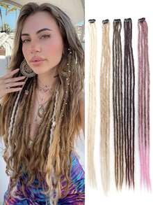 2pcs/Set Women's Clip-In Braid Extensions - Easy To Install, Handmade Synthetic Crochet Hair Pieces, Halloween - Multicolor - View 1