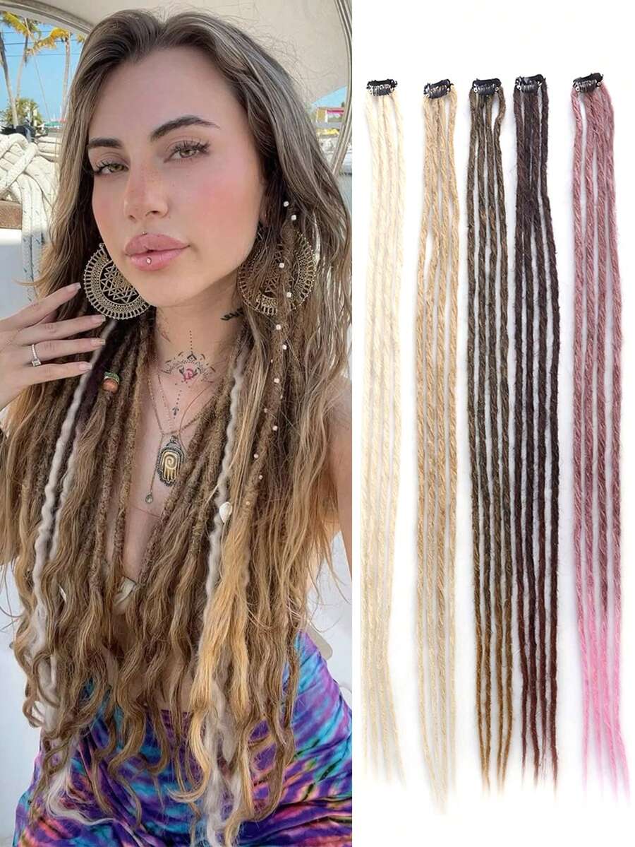 2pcs/Set Women's Clip-In Braid Extensions - Easy To Install, Handmade Synthetic Crochet Hair Pieces, Halloween - Multicolor - View 1