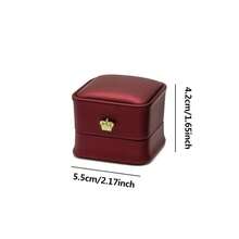 Premium PU Material Ring Box With Crown Design, Luxury Jewelry Storage Box, Suitable For Rings And Earrings, Ideal Choice For Proposal, Wedding, Birthday, Anniversary Gift And Decoration - A - View 7