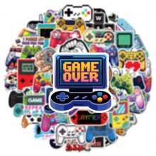 50pcs Matte Video Game Controller Aesthetic Stickers - Colorful Gamer Decals For Plastic, Glass, Metal & Irregular Phone Cases, Laptops, Water Bottles, Scrapbooking & Journaling - Unique DIY Decorative Sticker Pack - Multicolor - View 2