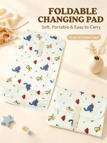 1 buah Alas Ganti Popok Bayi Tahan Air, Dapat Dicuci & Bernapas, Motif Kartun Dinosaurus / Mobil / Jerapah / Gajah, Portabel - MultiWarna - View 9