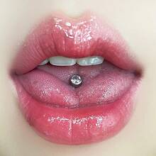 Comfort Formula F136 Titanium Alloy Tongue Stud, Multi-Color Internal Thread Tongue Ring, Non-Fading Piercing Jewelry, Suitable For Halloween, Christmas And Daily Wear - White - View 2