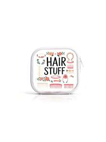The "Hair Stuff" Pattern Double Zipper Transparent Storage Bag, Hair Accessory Storage Bag, Multi-Purpose Portable Small Item Box, Makeup Sponge Organizing Bag, Easy To Classify And Store Powder Puff Cotton Swabs And Miscellaneous Small Items - Multicolor - View 11