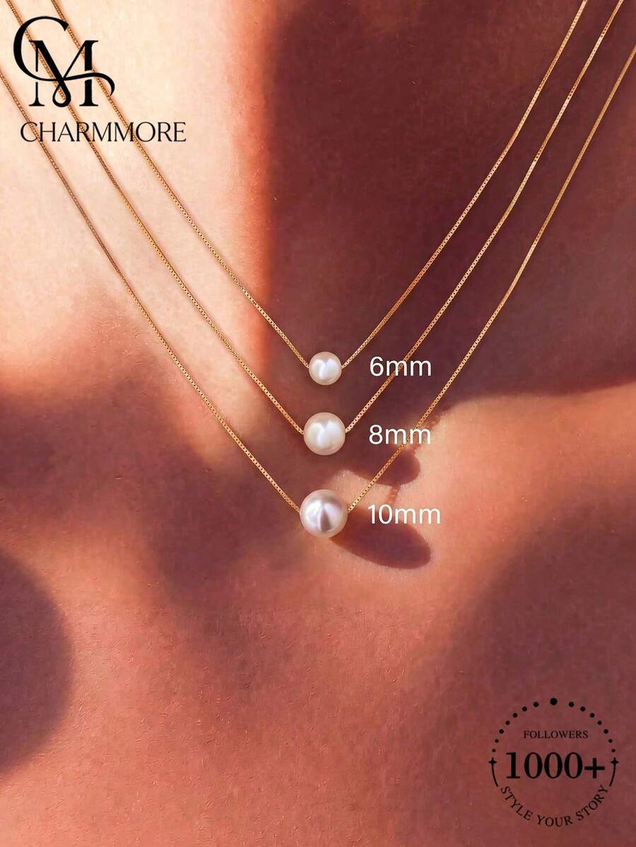 1pc 6mm-10mm Minimalist Single Pearl Necklace, Jewelry Gift For Women - Simple Pearl Necklace - View 1