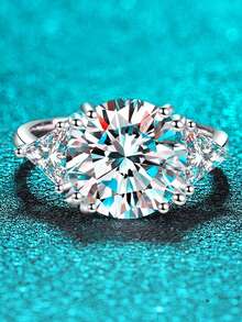 1pc Elegant Cubic Zirconia Ring, Sparkling Engagement & Wedding Ring, Symbol Of Eternal Love - Silver - View 2