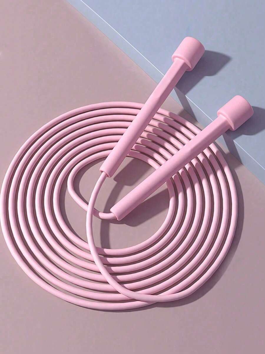 1pc Adjustable Jump Rope, Unisex, Suitable For Aerobic Fitness, Gym Workout, Made Of PVC With Plastic Handles, Lightweight And Fast For Outdoor Fitness, Sports Training And Competition - Pink - View 1