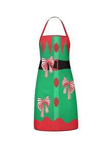 2Pcs Christmas Couple Apron Set, Santa Suit & Elf Costume Bow Printed Adjustable Bib Apron, Funny Holiday Kitchen Cooking Baking Apron For Family Party Xmas Gift - Multicolor - View 9