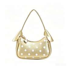 XD Mini Compact Girls Polka Dot Underarm Bag, Cute Crescent Moon With Star Pattern Mini Handbag, Vintage Polka Dot Style, Suitable For Storing Children's Small Items, Underarm And Handheld Dual Modes, Perfect Gift For Valentine's Day And Halloween For Kids - Multicolor - View 17