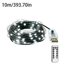 1PC Warm White USB Fairy Lights With Remote Timer Dimmable 8 Modes Green Copper Wire String Lights Christmas Tree Decor Lights For Christmas Tree Bedroom, Wedding, Holiday Indoor & Outdoor Decoration - Green Copper Wire String Lights - View 11