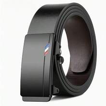Men's Business Belt, Men's PU Automatic Buckle Belt, Business Style Workplace Belt, Hidden Tail Design, Minimalist Automatic Buckle - Multicolor - View 4