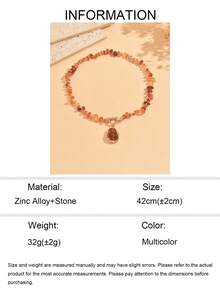 1pc Maillard Vintage Style Asymmetrical Crushed Stone Beaded Necklace With Baroque Pendant Decoration, Fashionable Versatile Women's Neck Jewelry Suitable For Daily Commute, Dating, Shopping And Party Wear - Multicolor - View 5