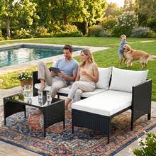 JMYXF 3 Seater Rattan Garden Furniture Sets Garden Table And Chairs Set Waterproof, Thick Cushions, Washable Covers, Modular Seating, Easy-Clean, Perfect For Patios Terraces & Decking Areas - Black - View 10