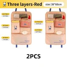 2/3 Layers Cute Cartoon Car Seat Back Organizer, Auto Storage Bag With Transparent Phone Pocket & Tissue Holder For Car Dorm Desk - Multicolor - View 9