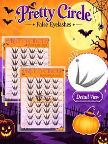8 Rows Glue-Free Pumpkin Style Halloween Pumpkin Decor V-Shaped Self-Adhesive False Eyelashes, No Glue Needed Cos Party Theme Segmented Cluster Lashes, Lash Length 9-14mm - C - View 11