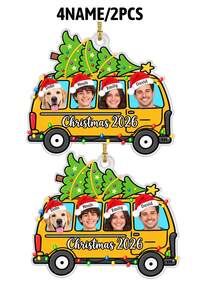 Custom Car Christmas Tree Ornament, Personalized Family Photo Hanging Decor, Customized Name Holiday Keepsake For Tree, Home Party Decor, Customizable Xmas Gift For Family, Couples, Friends, Pet Lovers, 1-4 Names & Photos, 2026, Family Keepsake Gift - Style C - View 10