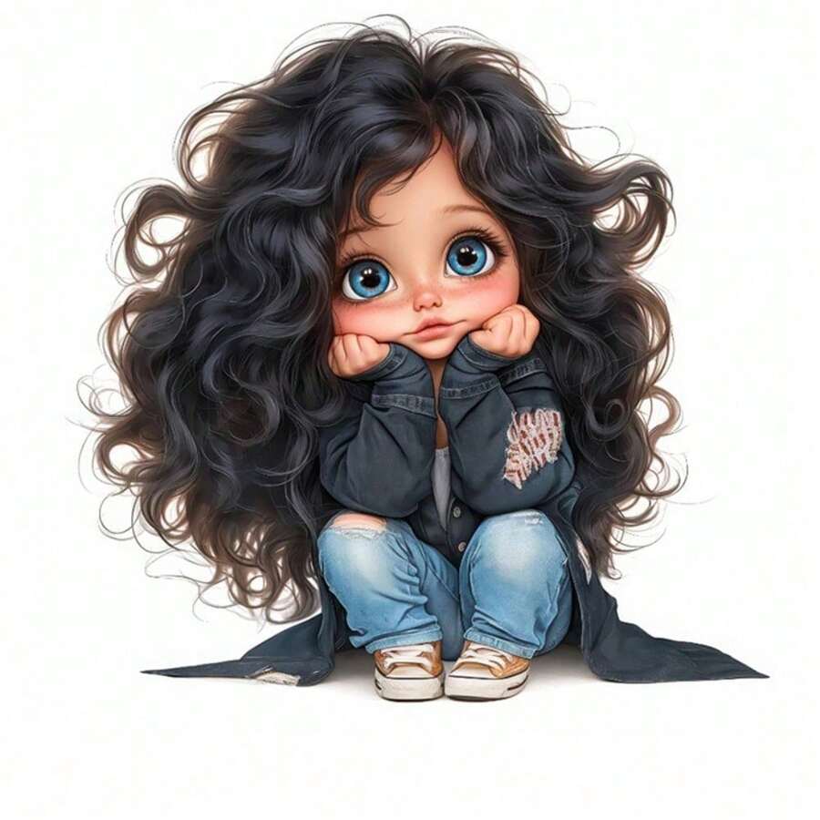 1pc/2pcs/3pcs Cute Girl Pattern High Definition Heat Transfer Stickers, DIY Iron-On Patches, Suitable For Backpack/Pillow/Pants/Sofa Cover, Easy To Operate, Seamless Fit, High Resilience, Tear-Resistant, Fade-Resistant And Washable - Image Only