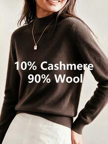 HEYMINI Women's Long Sleeve Pullover Wool Sweater, Fashionable And Comfortable Knit Sweater, Regular Fit, Suitable For Autumn/Winter - Coffee Brown - View 1