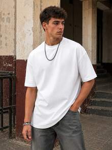 Fractyr Men's Fashion Loose Fit Short Sleeve T-Shirt | Exquisite Design | Summer Essential | Easy To Match | Show Your Style - White - View 1