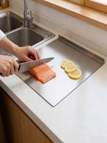 2026 New Stainless Steel Cutting Board With Folded Edge Anti-Slip Dishwasher 304 Stainless Steel Countertop Cutting Board For Kitchen Meal Prep Meat Vegetables Baking - View 4
