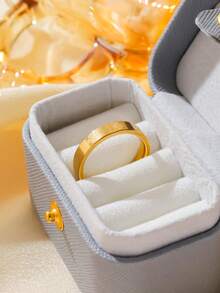 2pcs Stainless Steel Four-Leaf Clover Rings With English Engraving, Open Ring Set, Waterproof And Fade-Resistant, Suitable For Women's Daily Wear - Gold - View 6