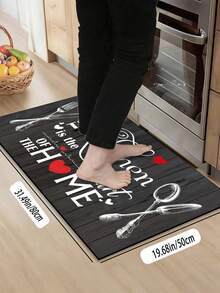 1件裝仿古木紋圖案廚房地墊，0.6mm長毛絨，柔軟可機洗，適用於廚房、走廊、浴室、客廳、戶外玄關及廁所，四季可用，適合多種場合 - 彩色 - 查看 17