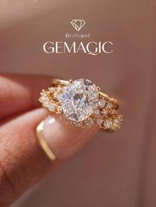 3pcs/Set Fashionable Rhinestone Rings, , Unique Ladies Ring Set, Suitable For Daily Wear, Dating, Exquisite Jewelry Gift For Women, New Year Gift, Valentine's Day Gift - Design Of Three Diamond Rings - View 2