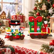 2pcs/6pcs/452+Pcs Christmas Building Blocks Set, Christmas Building Blocks Assembly Set, Christmas Train Building Blocks, Christmas Wreath Building Blocks, Miniature Building Blocks, Display Decor, Adult Christmas Gift - Multi-color Christmas Toy Train - View 4