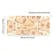 1pc Cartoon Animal Desk Mat With Mouse Pad - 35.4x15.7 Inches, Extra Large Size, Cute Cartoon Theme Dual-Sided Design, Featuring Water Vole, Cat, Duck Patterns, With Non-Slip Rubber Base, Wrist Support, Washable Polyester Surface, Multiple Color & Animal Art Themes, Ideal For Gaming Setup And Cartoon Animal Lovers. Desk Accessory, Office Supply, Desk Mat, Mouse Pad - Beige - View 12