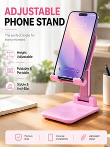 1pc Adjustable Foldable Desktop Phone Stand, Multi-Angle Free Adjustment, Stable Non-Slip Base. Suitable For Watching Shows, Live Streaming, Reading Recipes, Lightweight And Portable, Compatible With Most Phone Models, Practical Phone Support Stand For Home, Kitchen, Office Desk. - Support - View 8
