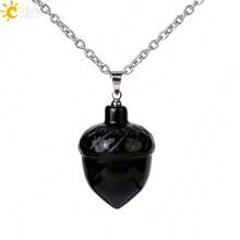 1pc Natural Stone Carved Pine Cone Pendant Necklace, Healing Amethyst Crystal Christmas Jewelry, Unisex H081 - Necklace - View 15
