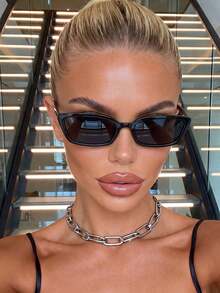 1 Pair Women's Black Cat-Eye Ins Style Fashion Fashion Glasses, Suitable For All Face Shapes, Essential For Outdoor Beach, Seaside Vacation, Rave Party - Black Grey-5 - View 1
