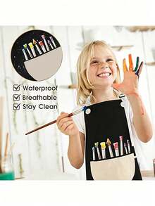 Children's Adjustable Waterproof Apron With Pockets, Unisex, Suitable For Painting, Cooking, Baking, Gardening, Craft Activities - Multicolor - View 4
