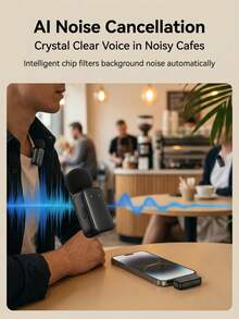 HITOZON Wireless Lavalier Microphone With AI Voice Changer & Smart Noise Cancellation – Plug & Play, Charging Case Included, For Smartphones – Ideal For Streaming, Podcasting & Content Creation - View 3