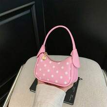 XD Mini Compact Girls Polka Dot Underarm Bag, Cute Crescent Moon With Star Pattern Mini Handbag, Vintage Polka Dot Style, Suitable For Storing Children's Small Items, Underarm And Handheld Dual Modes, Perfect Gift For Valentine's Day And Halloween For Kids - Multicolor - View 16