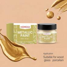 Metallic Paint High Gloss Metallic Texture Indoor/Outdoor Old Item Refurbishment Handmade DIY Decorative Coloring Paint, Suitable For Wood, Glass, Ceramics, Durable, Quick-Drying And Impact-Resistant, Gift For Family And Friends - A - View 5